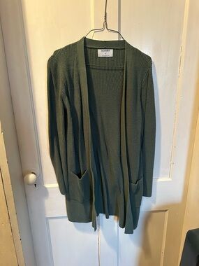Old Navy Olive Open-Front Ribbed Cardigan with Pockets